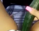 La perra de mi prima consolandose con un pepino